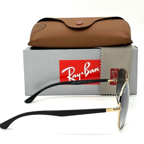 Ray Ban AVIATOR RB3675 90003F Black on Arista / Clear Gradient Blue 58mm - Picture 4 of 4